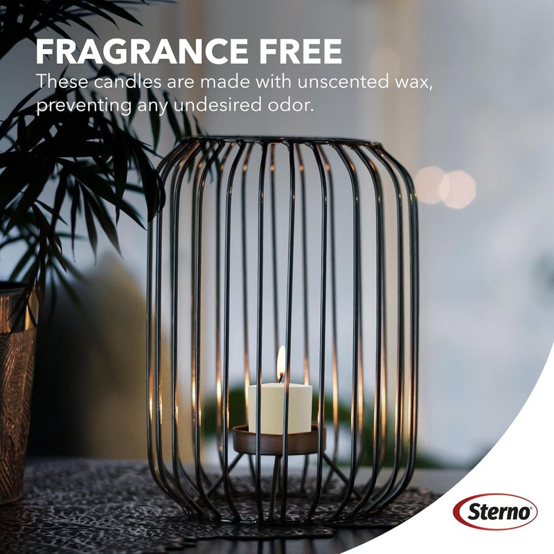 Sterno 72-Pack Votive Candles Bulk Pack - Long Lasting Tea Lights, Burns Up to 10 Hours - Unscented White Votive Candles for Indoors or Outdoors - Use as Party Decor or Centerpiece Table Decorations - Image 5